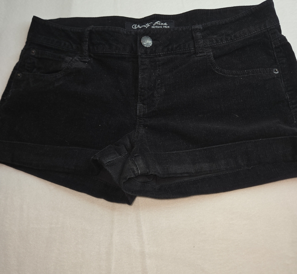 Celebrity Pink Black Corduroy Cuffed Women's Shorts